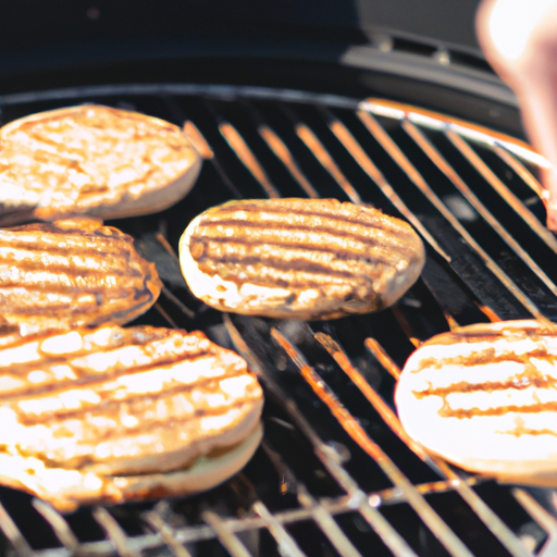 A person grilling delicious burgers on a sunny day