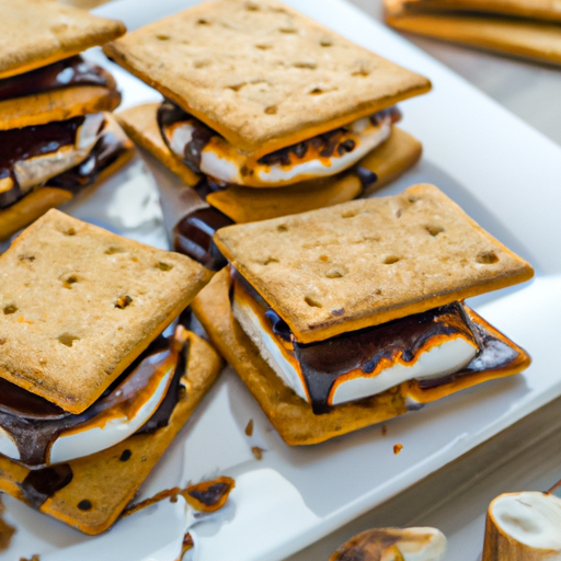 Classic s'mores made with roasted marshmallows, graham crackers, and chocolate.