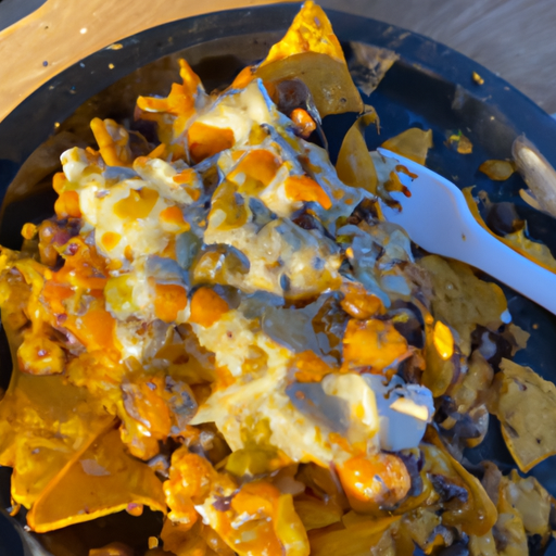 Delicious and cheesy campfire nachos